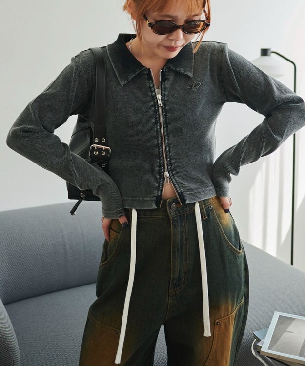 WEGO ヴィンテージライクWZIPトップス スミクロ