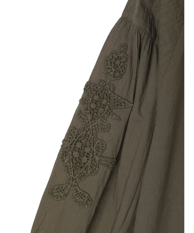 CRAFT STANDARD BOUTIQUE モチーフ刺繍ピンタックブラウス Khaki