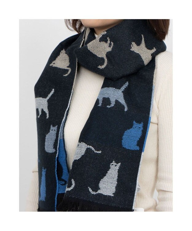 UNBILLION カシュネ cache nez / ランダムキャットマフラー ネイビー