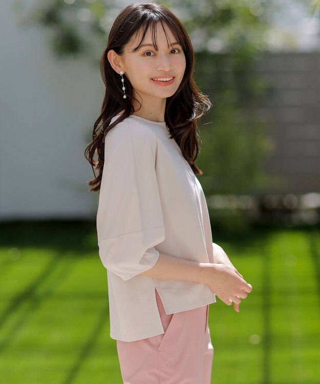 ANY SIS S 【撥水・汗ジミ防止・UVケア・洗える】スーピマスムース クロップド Tシャツ アイボリーベージュ