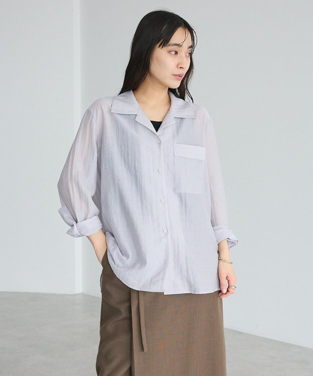 CRAFT STANDARD BOUTIQUE シアーオープンカラーシャツ Light Purple
