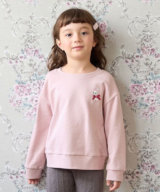 ANY KIDS アニマル バックプリントトレーナー ピンク×ウサギ