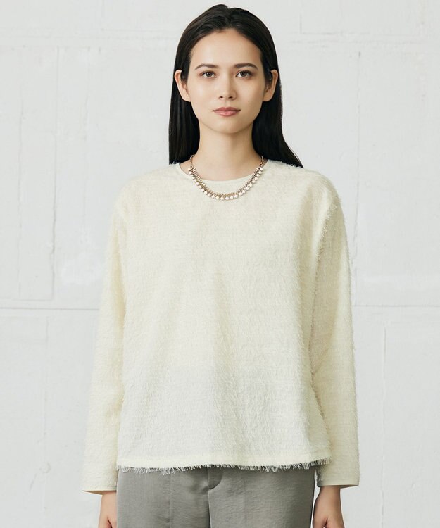 自由区 L 【カタログ掲載】ループカットジャカードプルオーバー ブラウス アイボリー