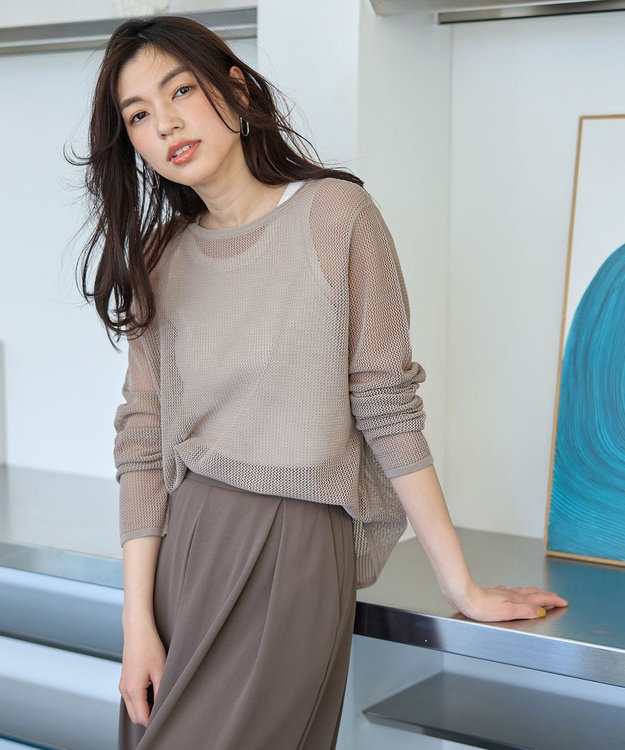 ANY 【アンチピリング】メッシュニットプルオーバー サンドベージュ