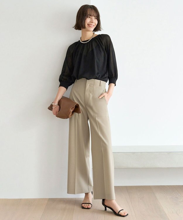 UNFILO シアーギャザーニット ブラック