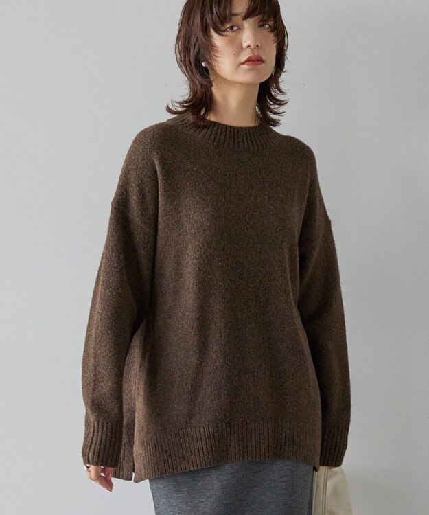 AMERICAN HOLIC サイドスリットハイネックニットプルオーバー Brown