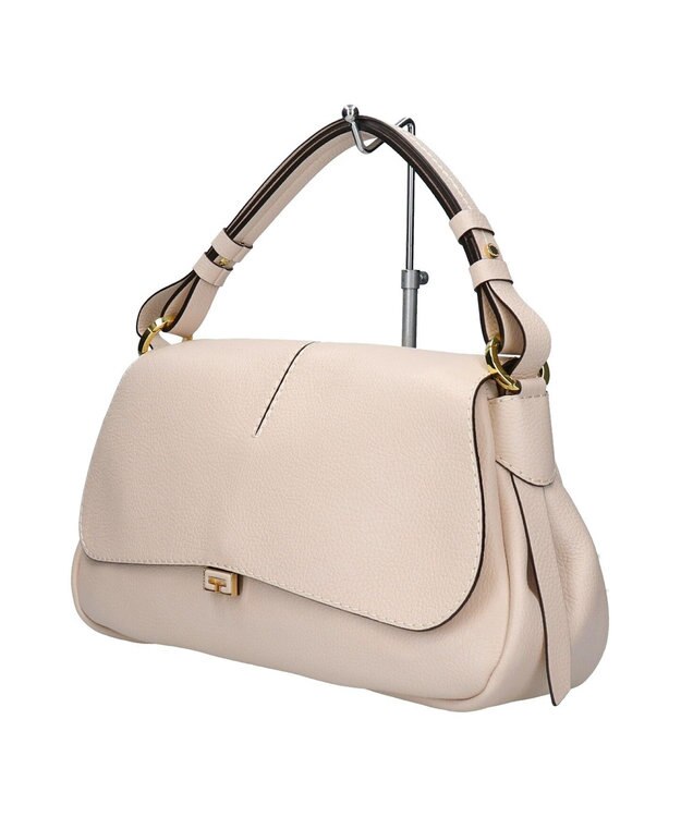 INTER-CHAUSSURES 【LORISTELLA】レザーフラップハンドバッグ ベージュ