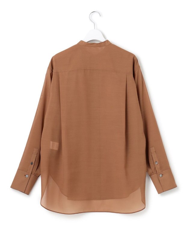 23区 S ウールシアーボイル バンドカラー シャツ キャメル系