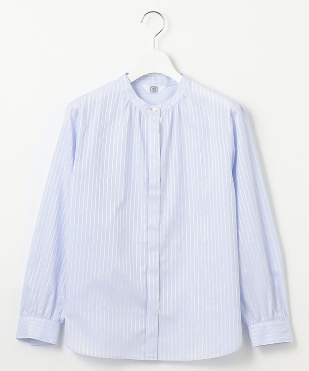 J.PRESS LADIES L 【洗える】RITZ ドビーストライプ ボウタイ ブラウス サックスブルー系1