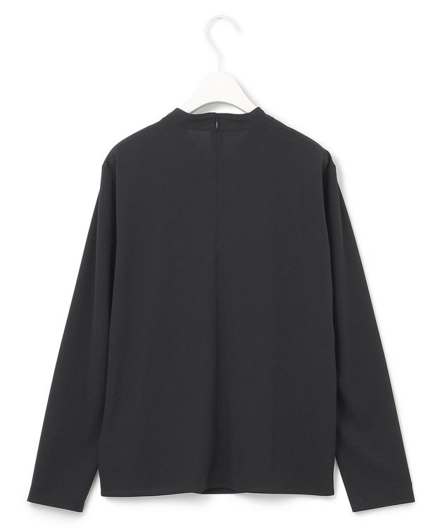 ICB L 【洗える】ジョーゼットジャージー ボウタイ風プルオーバー ブラック系