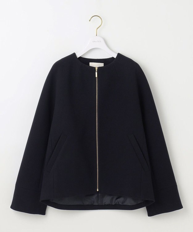 ANY SIS ウールライクドルマンショート コート ネイビー