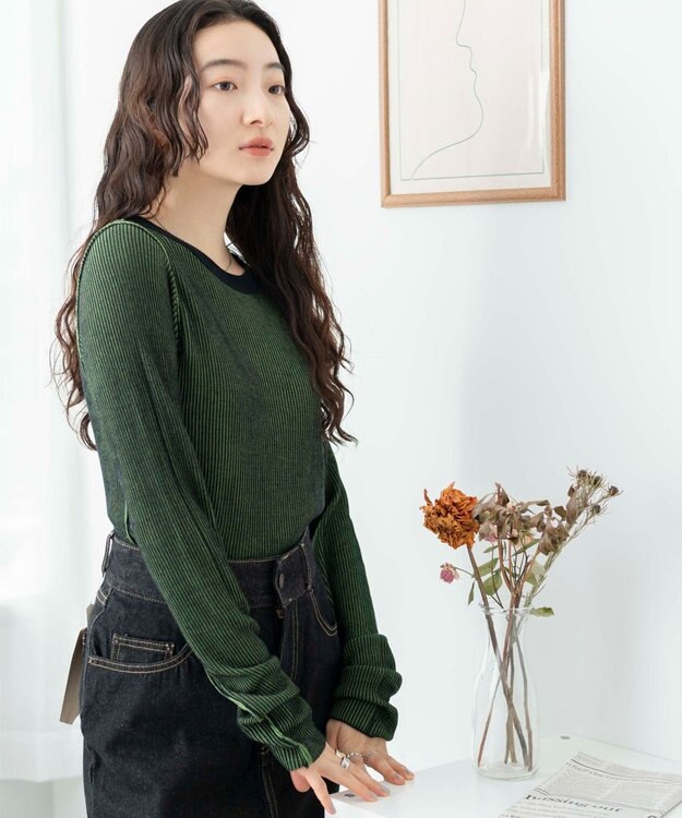 WEGO リバーシブルニットトップス グリーン