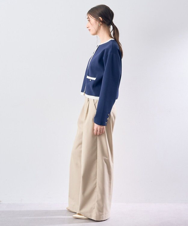 YECCA VECCA ハイウエストベルトデザインタックワイドパンツ Beige