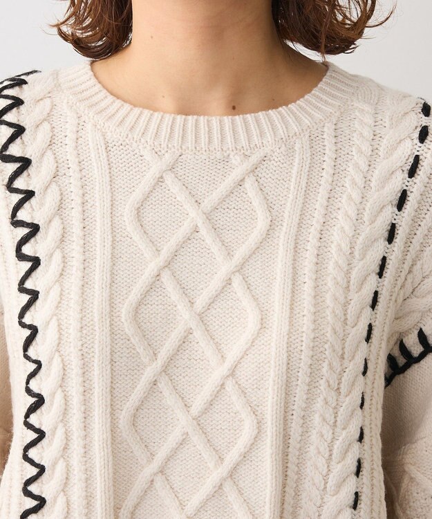 Green Parks ・ＥＬＥＮＣＡＲＥ　ＤＵＥ　ハンドステッチケーブルニッ Ivory