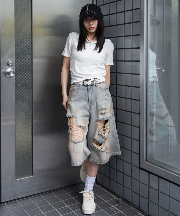 WEGO ヘンリーネックフードT ホワイト