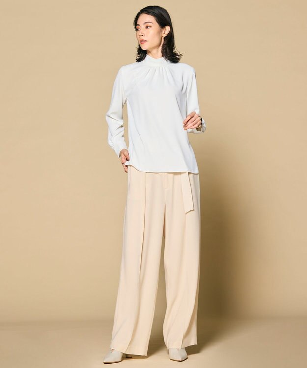 BEIGE， 【L-size】EVA / ハイネックロングスリーブブラウス White