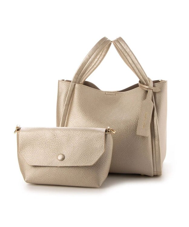 UNBILLION カシュカシュ cachecache / ミニショルダー付きソフトレザー調ミニトートバッグ ゴールド