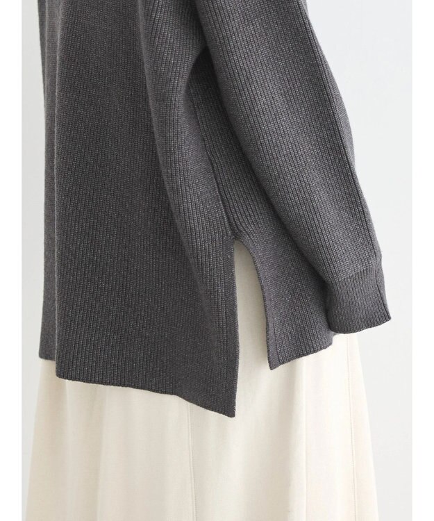 AMERICAN HOLIC バイパチハーフＺＩＰ片畦ニットプルオーバー　 Dark Gray Mixture