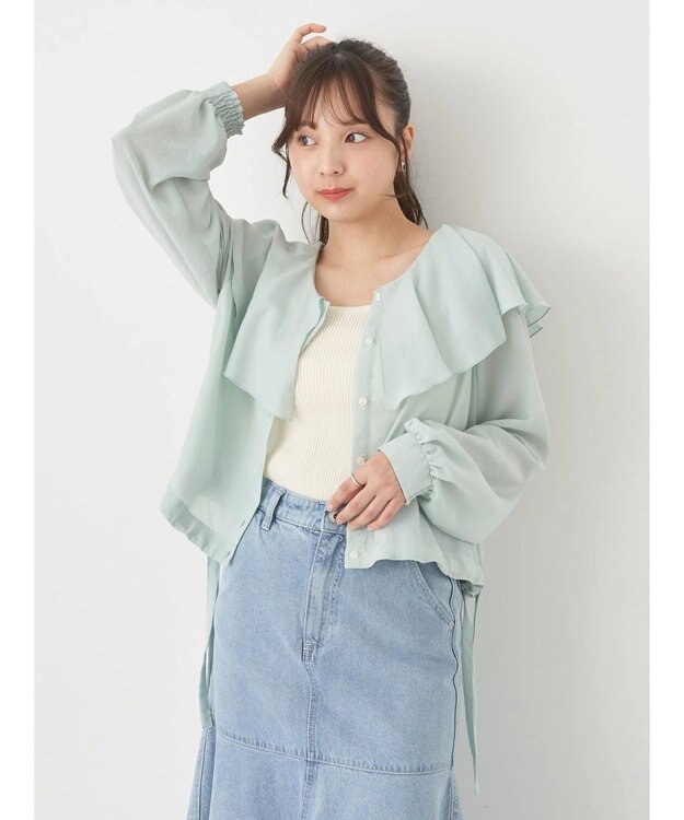 earth music&ecology ラッフルシアードロストブラウス Mint