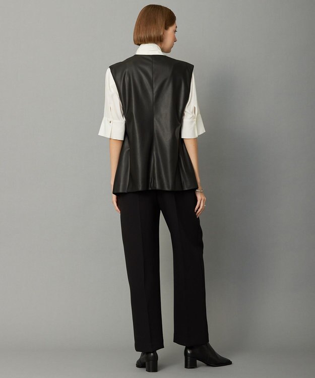 ICB フェイクレザー ベスト ブラック系