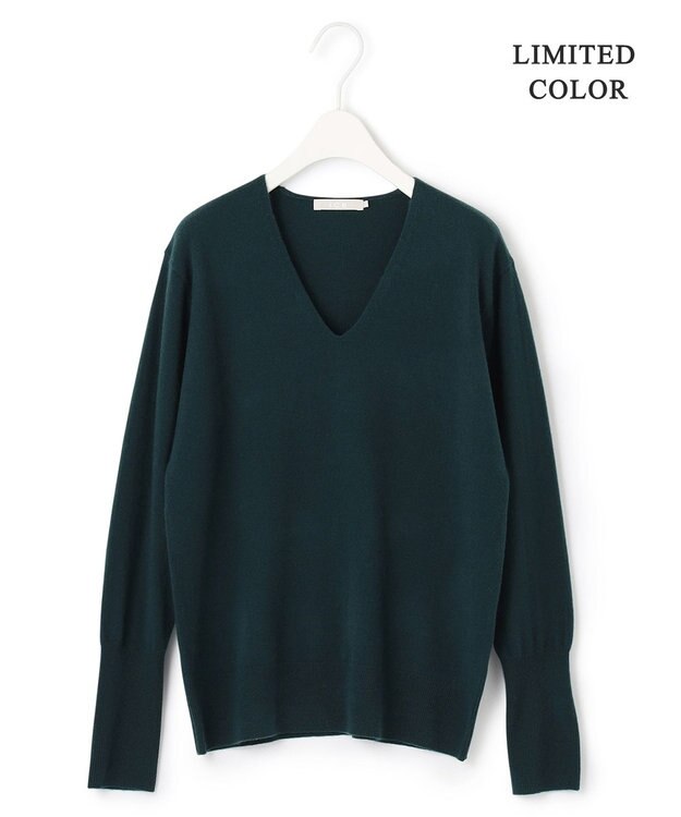 ICB 【人気のため新色追加・WEB限定カラーあり】ソフトウールハイゲージ Vネックニット パイングリーン系［WEB限定］
