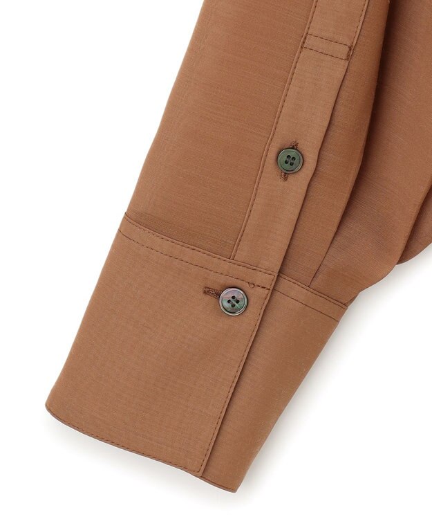 23区 S ウールシアーボイル バンドカラー シャツ キャメル系