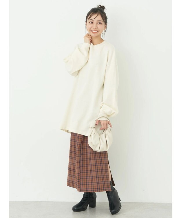 earth music&ecology チェックナロースカート Check Brown