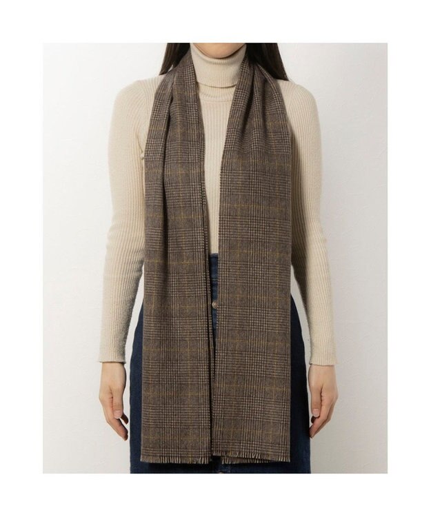 UNBILLION カシュネ cache nez / カシミヤグレンチェック切房マフラー ベージュ