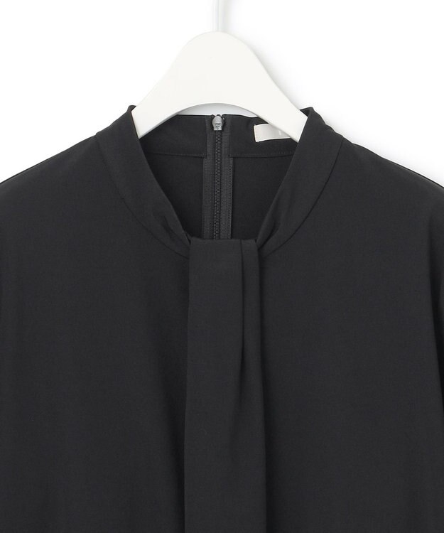 ICB 【洗える】ジョーゼットジャージー ボウタイ風プルオーバー ブラック系