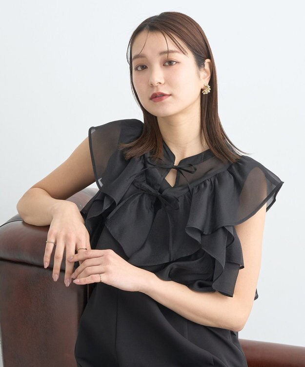 earth music&ecology SET2点フリルボレロ＋ナローワンピース ブラック