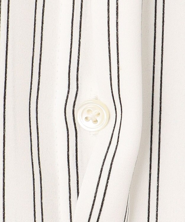 J.PRESS LADIES 【洗える】 バックサテンランダムストライプ バンドカラー ブラウス ホワイト系1