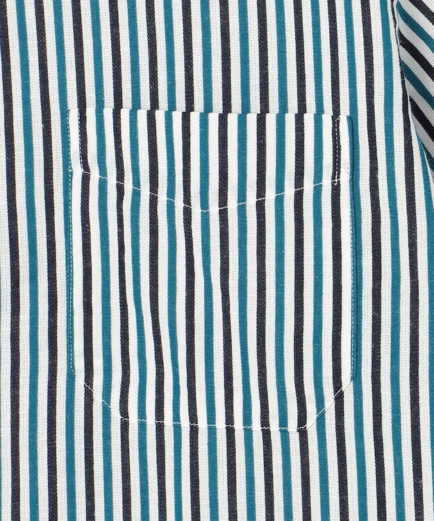 JOSEPH ABBOUD 【イージーケア】ストライプ 半袖シャツ ネイビー系1