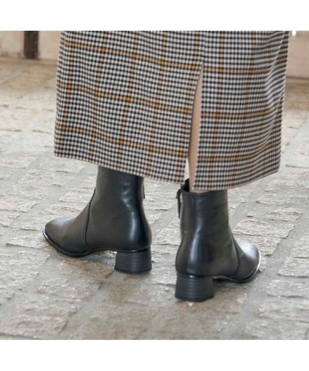 ing <ing>【WEB限定】スクエアトゥショートブーツ ブラック