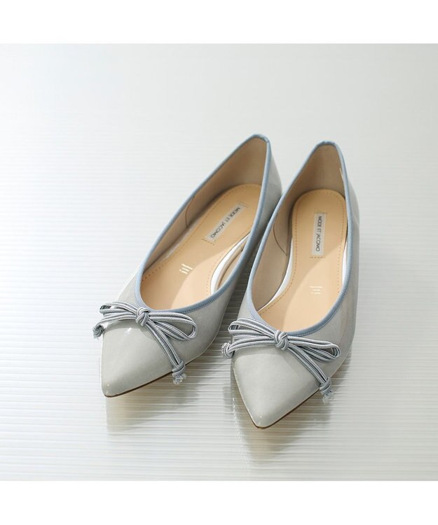 MODE ET JACOMO <MODE ET JACOMO>リボンバレエシューズ ライトグレーエナメル