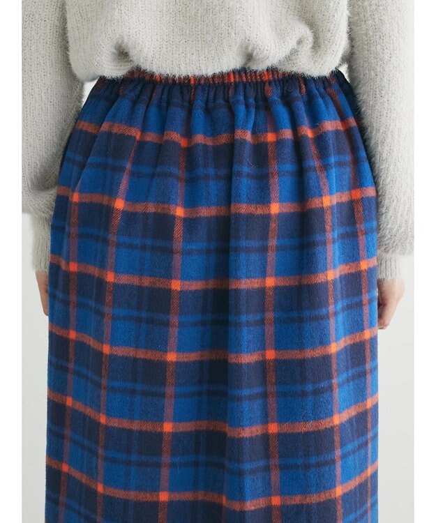 Green Parks シャギーチェックスカート Navy