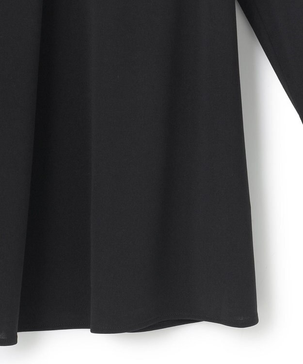 ICB L 【洗える】ジョーゼットジャージー ボウタイ風プルオーバー ブラック系