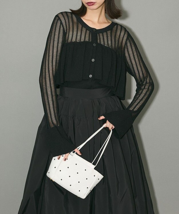 Green Parks ２ＷＡＹ　ラッフル切替ニットトップス Black