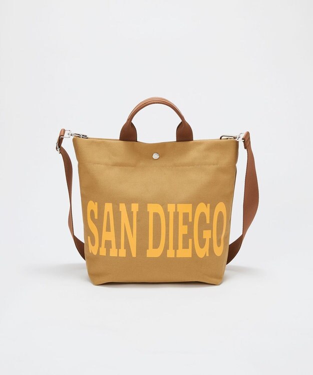 TOPKAPI 【Breath TOPKAPI】シティ プリント キャンバス スクエアトートバッグ / ショルダー付き ブラウン