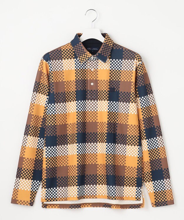 23区GOLF 【MEN】【吸水速乾・UVケア】 チェック柄プリント 長袖シャツ イエロー系3