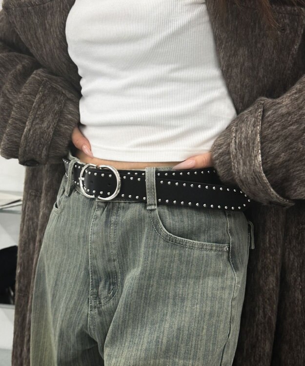 WEGO Lダブルリングスタッズベルト ブラック