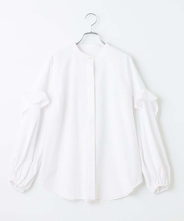 #Newans 【ANSWER for Co-Creation】フリルスリーブバンドカラーブラウス ホワイト系