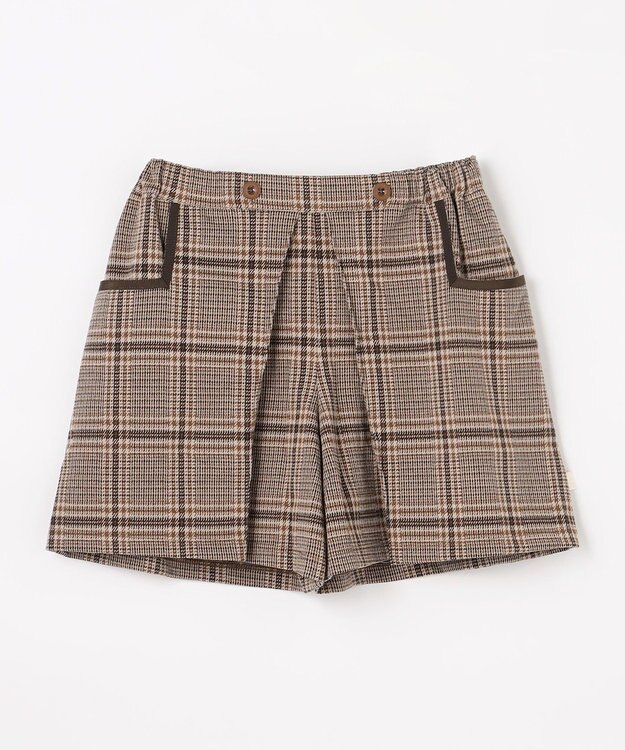 組曲 KIDS 【150-160㎝】レディチェック キュロット ブラウン