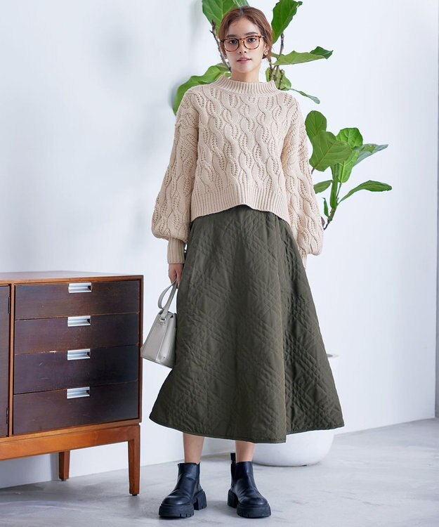 Tiaclasse 【洗える】ケーブルニットプルオーバー ベージュ