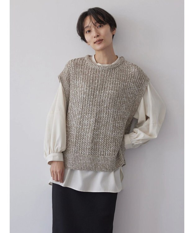 AMERICAN HOLIC ＳＥＴ　ボリュームスリーブシャツ＋ニットベスト Ivory