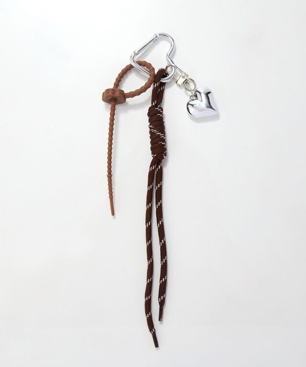 Phoebe ハートロープストラップバッグチャーム ブラウン