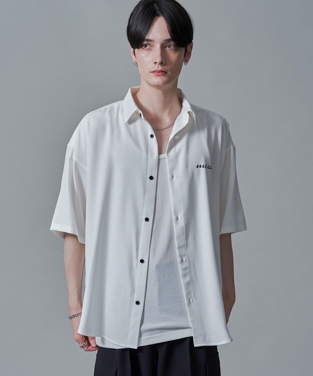 WEGO 【速乾/しわになりにくい/MLサイズ展開】アムンゼンワンポイントBIGシャツ（SS） ホワイト