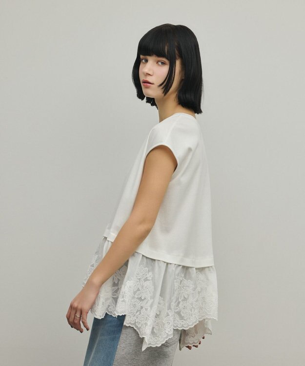 GRACE CONTINENTAL ヘムembカットトップ ホワイト