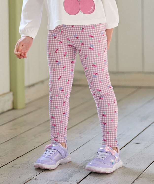 ANY KIDS 総柄フルレングスレギンス ピンク×ギンガム