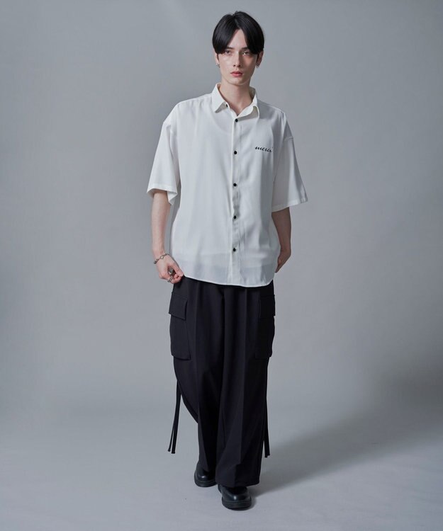 WEGO 【速乾/しわになりにくい/MLサイズ展開】アムンゼンワンポイントBIGシャツ（SS） ホワイト