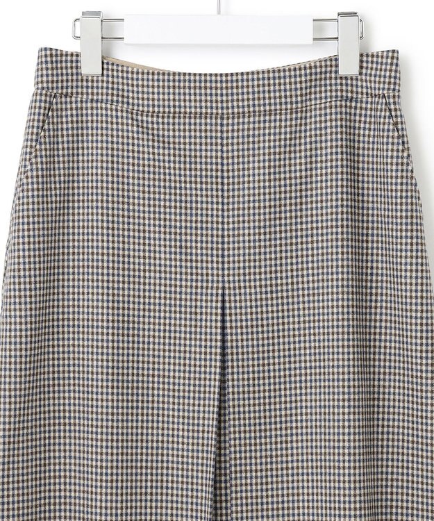 23区 ウールミルドストレッチ チェック フロントタックAラインスカート キャメルチェック